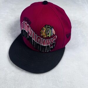 Chicago Blackhawks Hat Cap‎ Snap Back Youth Red Black NHL Hockey 9FIFTY New Era